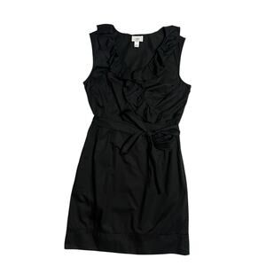 LOFT Black Ruffle Mini Dress